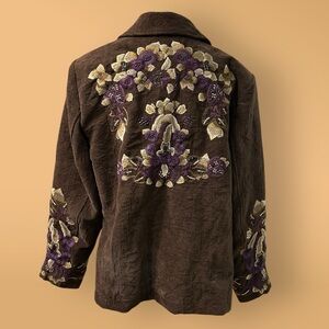 Coldwater Creek Boho Chic Embroidered Blazer/Jacket. Brown. Size: 16